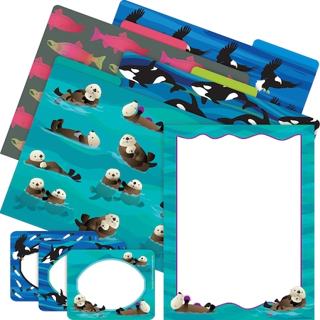 Barker Creek Sea & Sky Otters Get Organized Office Kit, Multi-Design Set, 107/Set 122